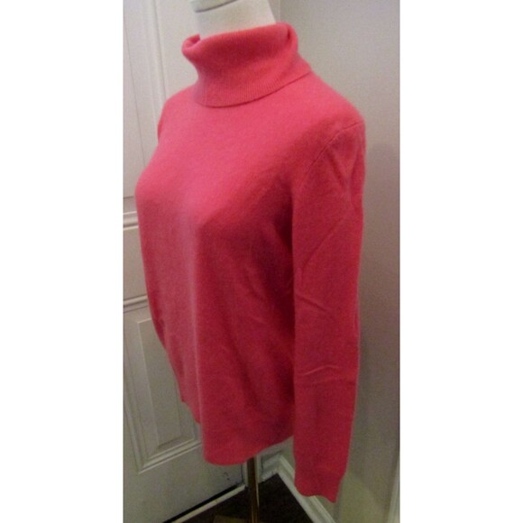 Landsend Turtleneck Sweater 100% Cashmere Coral Retail $199 Size M - Picture 3 of 7